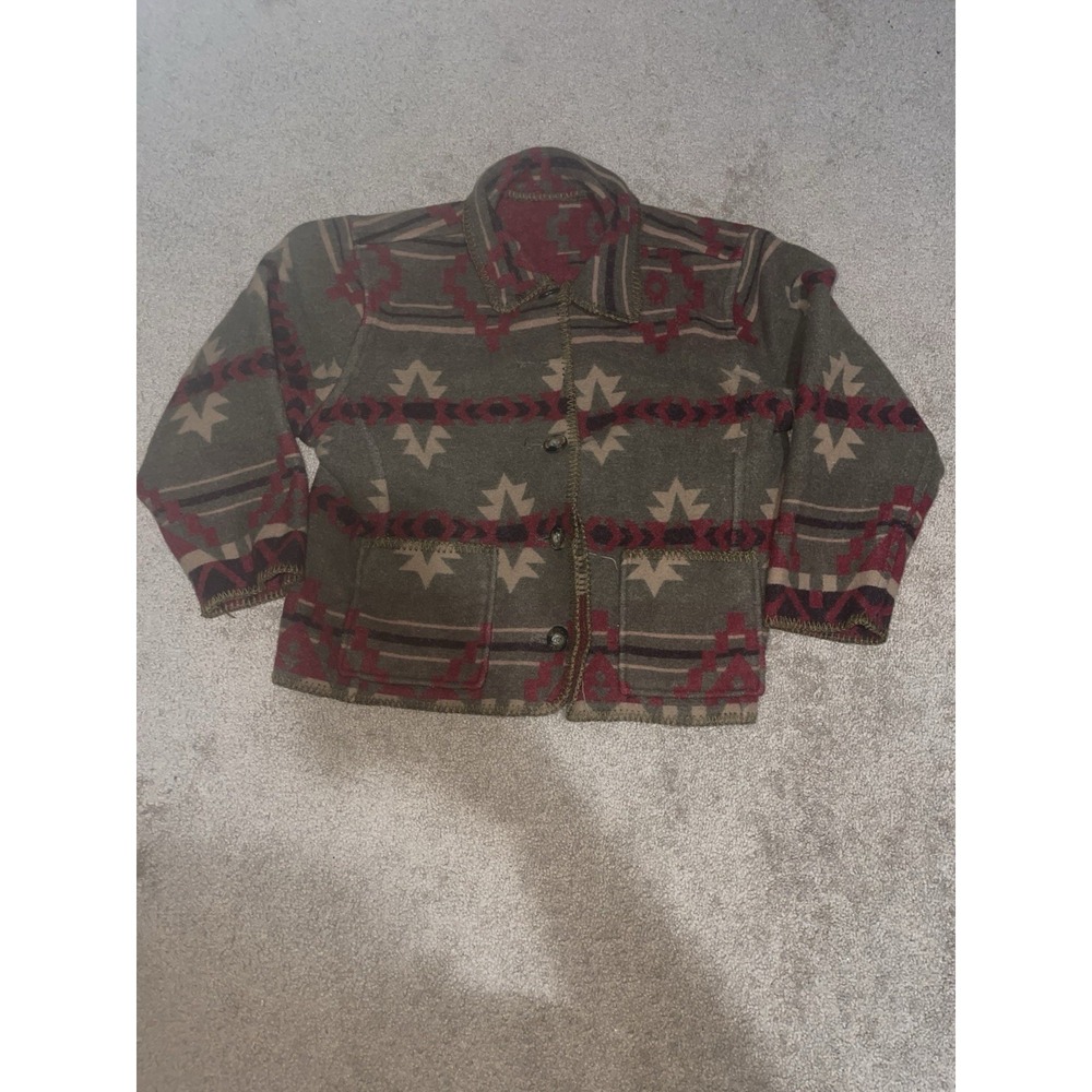 Vintage Woolrich Jacket Womens Large Wool Striped Aztec Western Chore Barn Coat